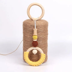 Baby Play Gym Frame Wooden Beech Activity Gym Frame Stroller Hanging Pendants Toys Teether Ring Nursing Rattle Toys Room Decor