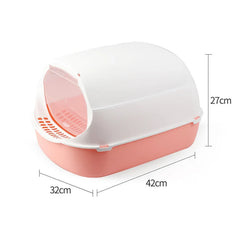 Cat Litter Box, Plastic Hooded High Walls, Kitten Potty Box, Pet Litter Pan, Toilet Accessories