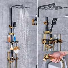 Hot and Cold Bathroom Faucet Lifting Bathroom Shower Set with Bidet Black Shower Set Brass Shower Body Faucet 1.5mflexible Hose