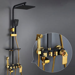 Hot and Cold Bathroom Faucet Lifting Bathroom Shower Set with Bidet Black Shower Set Brass Shower Body Faucet 1.5mflexible Hose