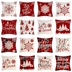 4PCS Christmas Cushion Covers 45x45 Cm Farmhouse Xmas Decor Red Green Plaids Santa Pillow Cover Christmas Decorations Noel Kerst