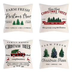 4PCS Christmas Cushion Covers 45x45 Cm Farmhouse Xmas Decor Red Green Plaids Santa Pillow Cover Christmas Decorations Noel Kerst