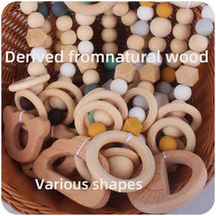 3/4 Pcs Baby Gym Frame Beech Wood Ring Baby Fitness Rack Pendants Silicone Beads Teether Newborn Stroller Rattle Play Gym Toys