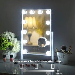 FENCHILIN Lighted Makeup Mirror Hollywood Mirror Vanity Makeup Mirror with Light Smart Touch Control 3 Colors Dimmable Light