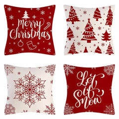 4PCS Christmas Cushion Covers 45x45 Cm Farmhouse Xmas Decor Red Green Plaids Santa Pillow Cover Christmas Decorations Noel Kerst