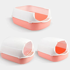 Cat Litter Box, Plastic Hooded High Walls, Kitten Potty Box, Pet Litter Pan, Toilet Accessories