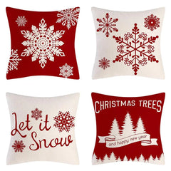 4PCS Christmas Cushion Covers 45x45 Cm Farmhouse Xmas Decor Red Green Plaids Santa Pillow Cover Christmas Decorations Noel Kerst