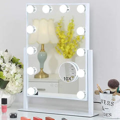 FENCHILIN Lighted Makeup Mirror Hollywood Mirror Vanity Makeup Mirror with Light Smart Touch Control 3 Colors Dimmable Light