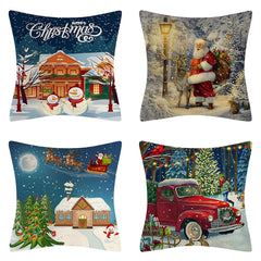 4PCS Christmas Cushion Covers 45x45 Cm Farmhouse Xmas Decor Red Green Plaids Santa Pillow Cover Christmas Decorations Noel Kerst