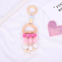 Baby Play Gym Frame Wooden Beech Activity Gym Frame Stroller Hanging Pendants Toys Teether Ring Nursing Rattle Toys Room Decor