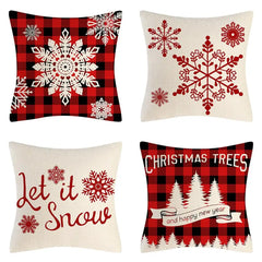 4PCS Christmas Cushion Covers 45x45 Cm Farmhouse Xmas Decor Red Green Plaids Santa Pillow Cover Christmas Decorations Noel Kerst