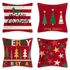 4PCS Christmas Cushion Covers 45x45 Cm Farmhouse Xmas Decor Red Green Plaids Santa Pillow Cover Christmas Decorations Noel Kerst