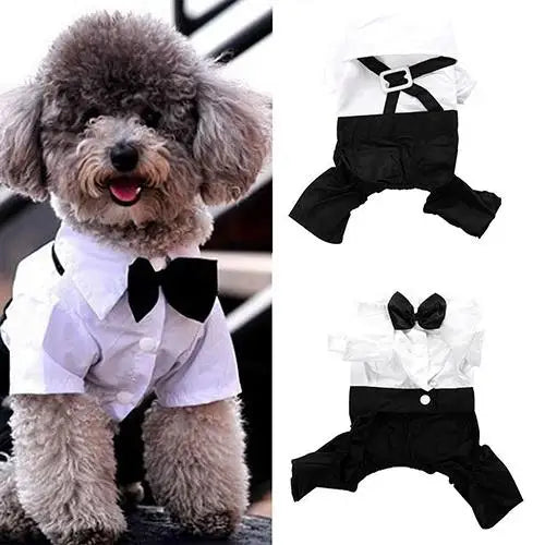 Cute Male Pet Dog Cat Clothes Pet Dog Cat Wedding Dress Prince Tuxedo Bow Tie Shirt Suit Puppy Cat Jumpsuit Suit Pet Products