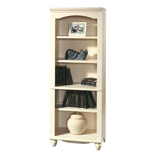 Elegant Display Shelf Bookcase with 5 Shelves in Antique White Wood