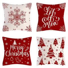 4PCS Christmas Cushion Covers 45x45 Cm Farmhouse Xmas Decor Red Green Plaids Santa Pillow Cover Christmas Decorations Noel Kerst