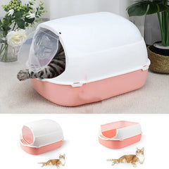 Cat Litter Box, Plastic Hooded High Walls, Kitten Potty Box, Pet Litter Pan, Toilet Accessories