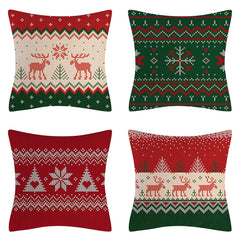 4PCS Christmas Cushion Covers 45x45 Cm Farmhouse Xmas Decor Red Green Plaids Santa Pillow Cover Christmas Decorations Noel Kerst