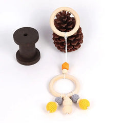 Baby Play Gym Frame Wooden Beech Activity Gym Frame Stroller Hanging Pendants Toys Teether Ring Nursing Rattle Toys Room Decor