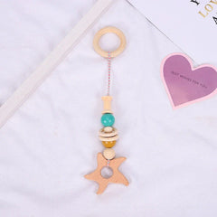 Baby Play Gym Frame Wooden Beech Activity Gym Frame Stroller Hanging Pendants Toys Teether Ring Nursing Rattle Toys Room Decor