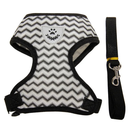 Cat Harness and Leash Set for Walking Small Dog Harness Reflective Strips Breathable Mesh Harness Vest For Puppy Kitten