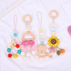 Baby Play Gym Frame Wooden Beech Activity Gym Frame Stroller Hanging Pendants Toys Teether Ring Nursing Rattle Toys Room Decor