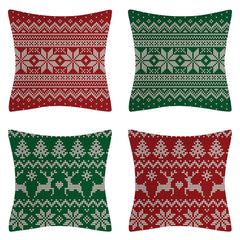 4PCS Christmas Cushion Covers 45x45 Cm Farmhouse Xmas Decor Red Green Plaids Santa Pillow Cover Christmas Decorations Noel Kerst