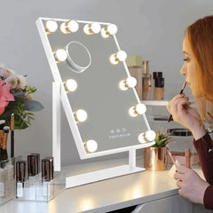 FENCHILIN Lighted Makeup Mirror Hollywood Mirror Vanity Makeup Mirror with Light Smart Touch Control 3 Colors Dimmable Light