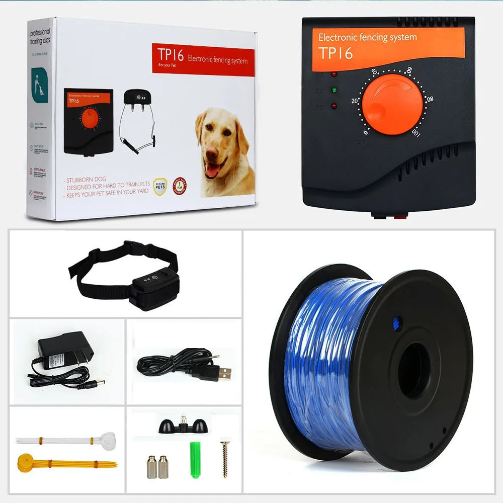 TP16 Pet Dog Electric Fence System Rechargeable Waterproof Adjustable Dog Training Collar Electronic Fencing dog Accessories