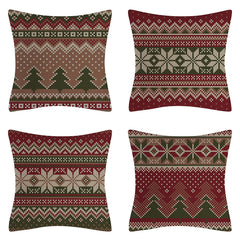 4PCS Christmas Cushion Covers 45x45 Cm Farmhouse Xmas Decor Red Green Plaids Santa Pillow Cover Christmas Decorations Noel Kerst