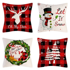 4PCS Christmas Cushion Covers 45x45 Cm Farmhouse Xmas Decor Red Green Plaids Santa Pillow Cover Christmas Decorations Noel Kerst