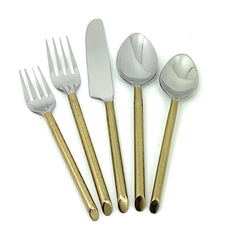 Vibhsa Stainless Steel Gold Flatware set of 20 pieces