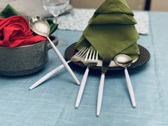 White & Silver Flatware Stainless Steel Set of 20