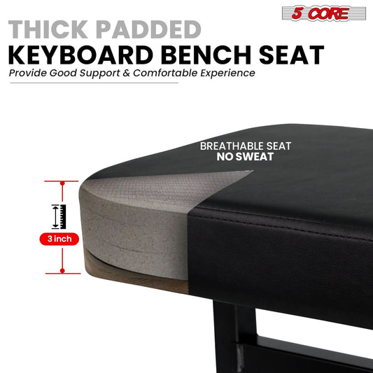 5CORE Keyboard Bench Piano Stool Thick Padded Seat Height Adjustable