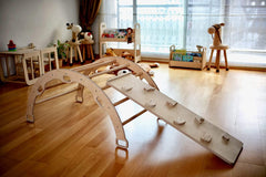 2 Size Montessori Baby Play Climber Set Wooden Climbing Arch Rocker &