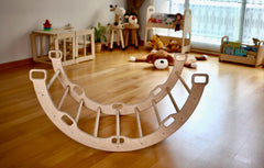 2 Size Montessori Baby Play Climber Set Wooden Climbing Arch Rocker &