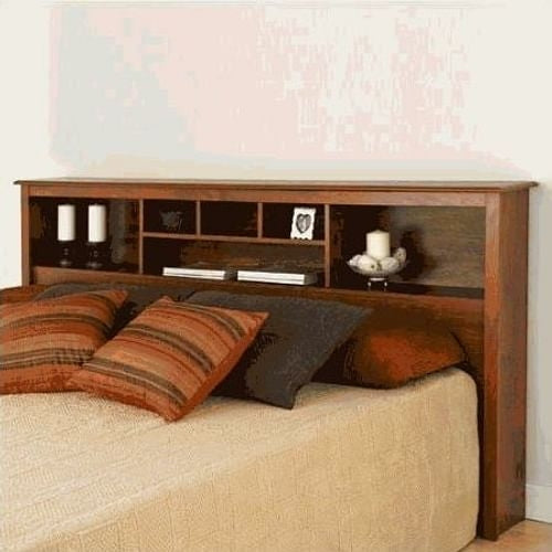 King-size Storage Headboard in Cherry Wood Finish