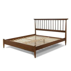 Queen Size Hardwood Mid Century Platform Bed Frame with Headboard in