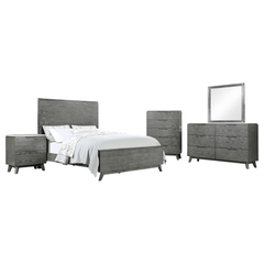 Nathan 5-piece Eastern King Bedroom Set White Marble and Grey