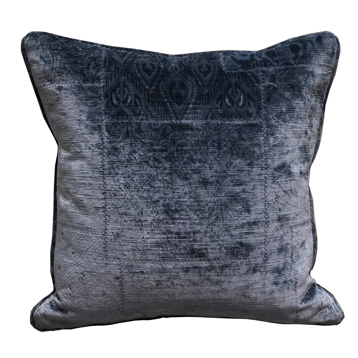 Bleu Velour Blue Luxury Throw Pillow