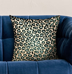 Jade Velvet Cheetah Green Animal Motif Luxury Throw Pillow