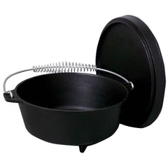 2-Gallon Seasoned Cast Iron Dutch Oven with Lid and Spiral Metal