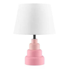 Small Pink Desk Light Table Lamp with White Fabric Shade for Bedside