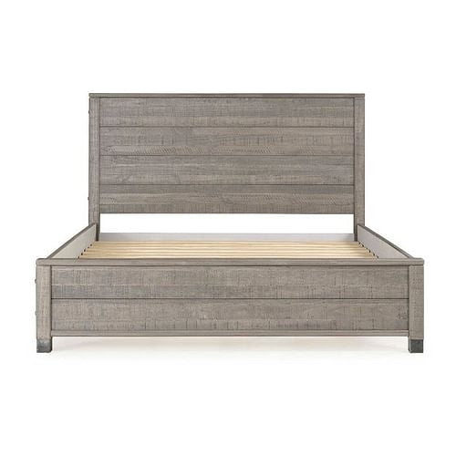 Queen Solid Wooden Platform Bed Frame with Headboard in Grey Wood