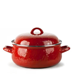 4-Quart Red Porcelain-Coated Steel Dutch Oven with Lid and Stainless