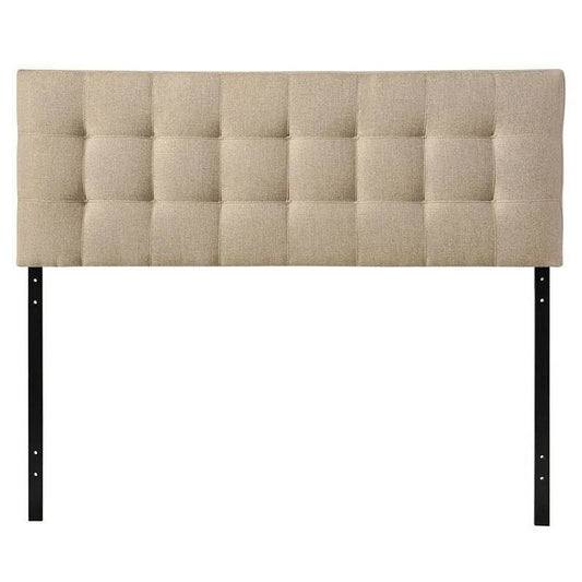 Full size Modern Beige Tan Taupe Fabric Tufted Upholstered Headboard