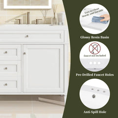 bathroom organizers, Bathroom Vanity with Sink, Modern Bathroom Cabinet with Drawers and Tip Out Drawer, Freestanding Bathroom V