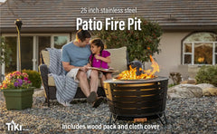 Brand Smokeless 25 in. Patio Fire Pit, Wood Burning Outdoor Fire Pit - Includes Wood Pack, Modern Design with Removable Ash Pan