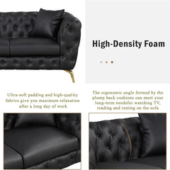 Modern Sofa Sets with Metal Legs, Button Tufted Back, PU Upholstered Couches Sets