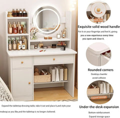 Dressing Table,Makeup Table with Drawers, Vanity Desk with Mirror and led Lights,3 Lighting Mode,Makeup Vanity Desk