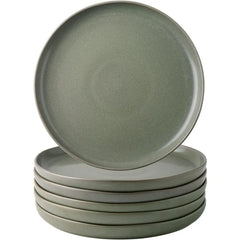 Ceramic Dinner Plates Set of 6, Wavy Rim 10.5 Inch Stoneware Dish Set, Large Dinnerware Plates